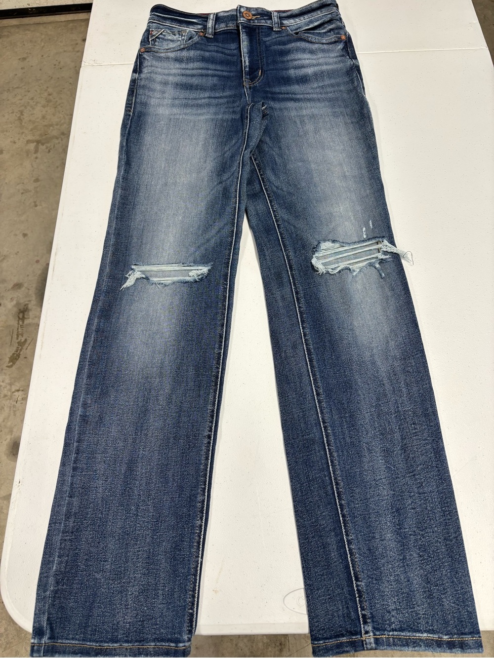 Maurices Women's Straight Leg Distressed Jeans - Medium Blue
